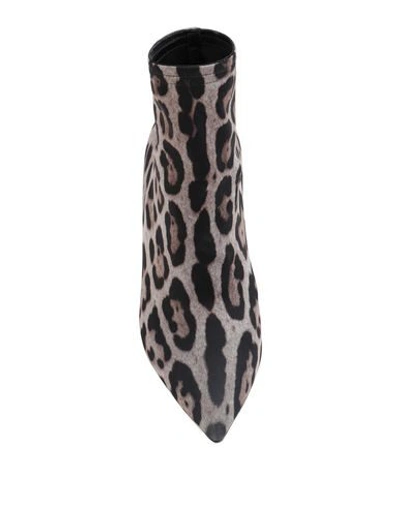 Dolce & Gabbana 90mm Leopard Stretch Jersey Ankle Boots In Beige