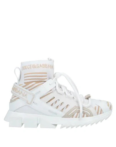 Shop Dolce & Gabbana Woman Sneakers White Size 8 Polyester, Cotton, Viscose, Calfskin, Lambskin