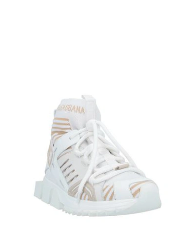 Shop Dolce & Gabbana Woman Sneakers White Size 8 Polyester, Cotton, Viscose, Calfskin, Lambskin