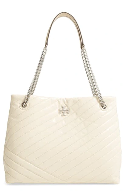 Shop Tory Burch Kira Chevron Quilted Leather Tote In New Cream