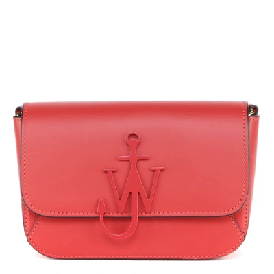 Shop Jw Anderson Red Anchor Leather Bag In Cherry