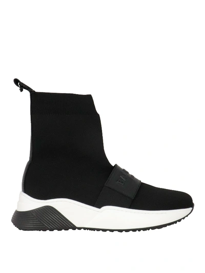 Shop Balmain Knitted Sock Sneakers In Black
