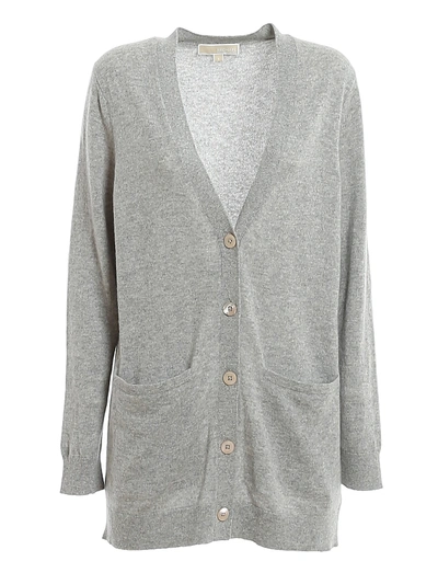 Shop Michael Kors Cashmere Melange Cardigan In Grey
