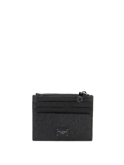 Shop Dolce & Gabbana Hammered Leather Card Slots In Black