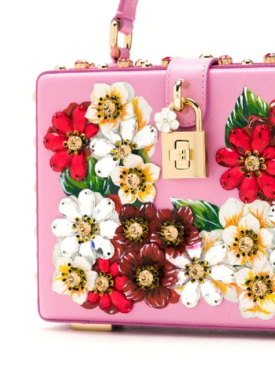 Shop Dolce & Gabbana Floral-appliqué Crystal-embellished Tote Bag In Pink