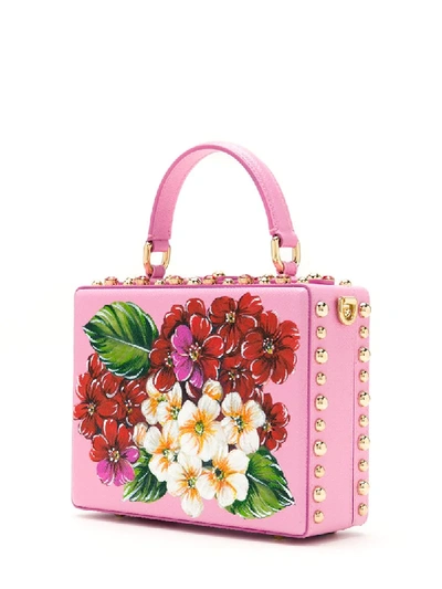 Shop Dolce & Gabbana Floral-appliqué Crystal-embellished Tote Bag In Pink