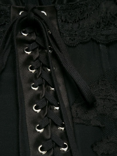 Shop Dolce & Gabbana Sheer Lace Panelled Slip Dress In Black