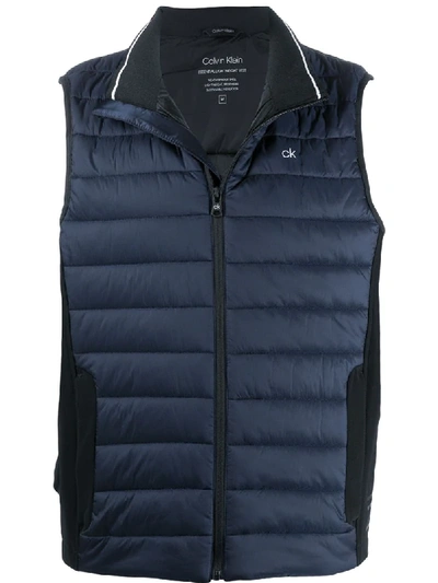 Shop Calvin Klein Padded Zipped Gilet In Blue