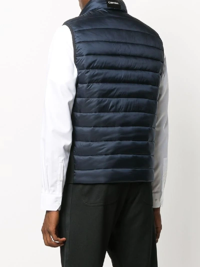 Shop Calvin Klein Padded Zipped Gilet In Blue