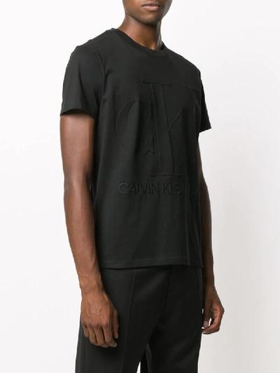 Shop Calvin Klein Jeans Est.1978 Textured Logo T-shirt In Black