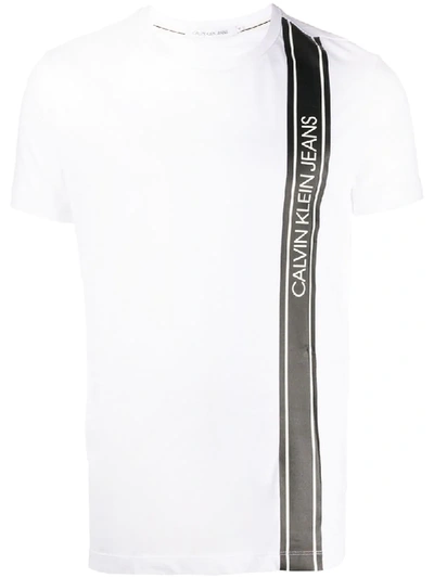 Shop Calvin Klein Jeans Est.1978 Logo Stripe T-shirt In White