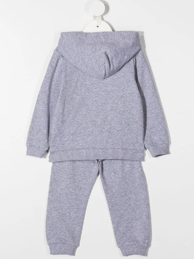 Shop Moschino Teddy Bear Hooded Track Suit In Grey