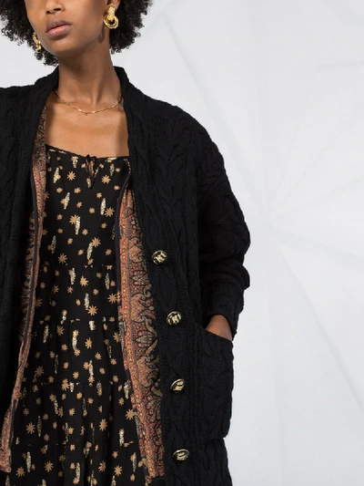 Shop Etro Cable-knit Cardigan In Black