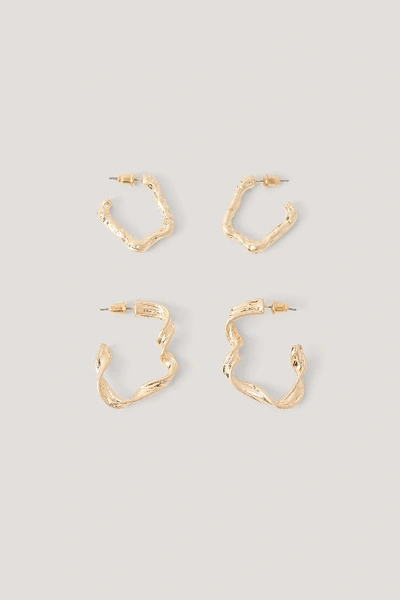 Shop Na-kd Double Pack Abstract Hoop Earrings - Gold