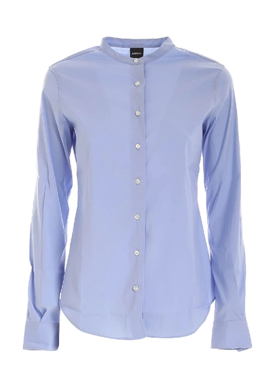 Shop Aspesi Mandarin Collar Shirt In Light Blue