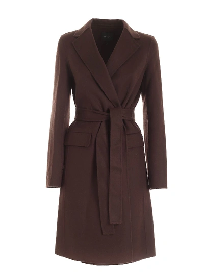 Shop Theory Luxe New Divide Coat In Brown