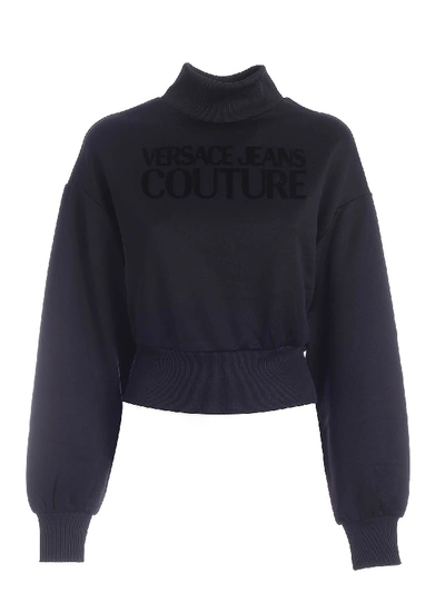 Shop Versace Jeans Couture Logo High Neck Sweatshirt In Black