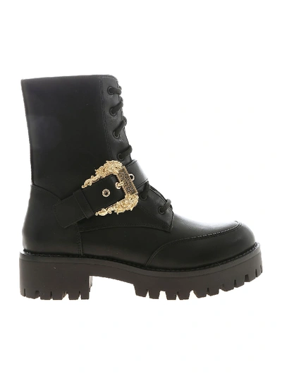 Shop Versace Jeans Couture Branded Buckle Ankle Boots In Black