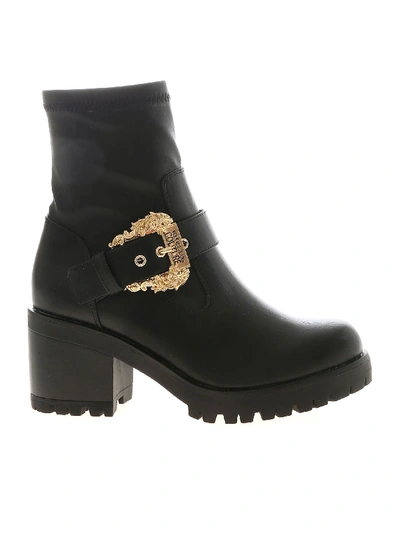 Shop Versace Jeans Couture Branded Buckle Ankle Boots In Black