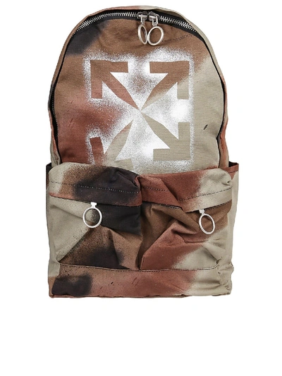 Shop Off-white Arrows Print Camouflage Backpack In Brown