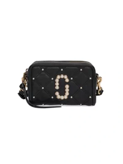Shop Marc Jacobs Women's The Softshot Embellished Quilted Leather Camera Bag In Black