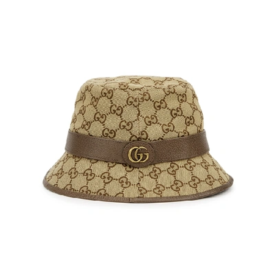 Shop Gucci Gg Monogrammed Canvas Bucket Hat In Beige