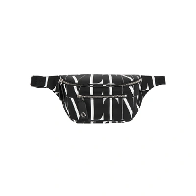 Shop Valentino Garavani Vltn Times Nylon Belt Bag In Black And White