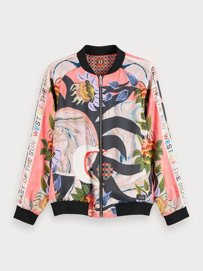 Shop Scotch & Soda Reversible Printed Long Sleeve Bomber Jacket In Multicolour