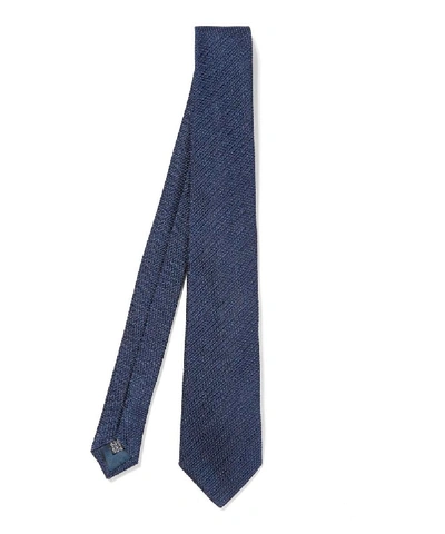 Shop Lanvin Knitted Birdseye Tie In Blue