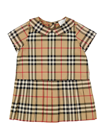 Shop Burberry Kids Dress For Girls In Beige