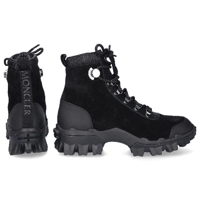 Shop Moncler Ankle Boots Helis Suede Logo Black