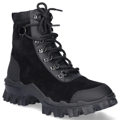 Shop Moncler Ankle Boots Helis Suede Logo Black