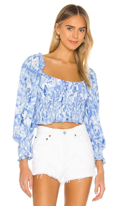 Shop Faithfull The Brand Willow Top In Blue Roos Tie Dye