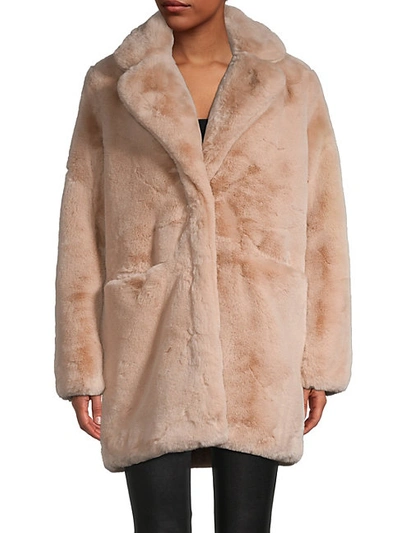 Shop Apparis Sophie Faux Fur Coat In Sand