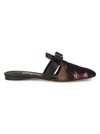 Shop Ferragamo Floral Jacquard Slides In Multi