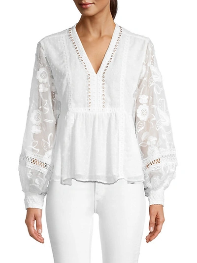 Shop Allison New York Floral Embroidered Top In Blush