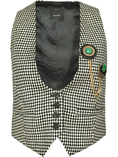 Shop Pinko Houndstooth-print Waistcoat In Black