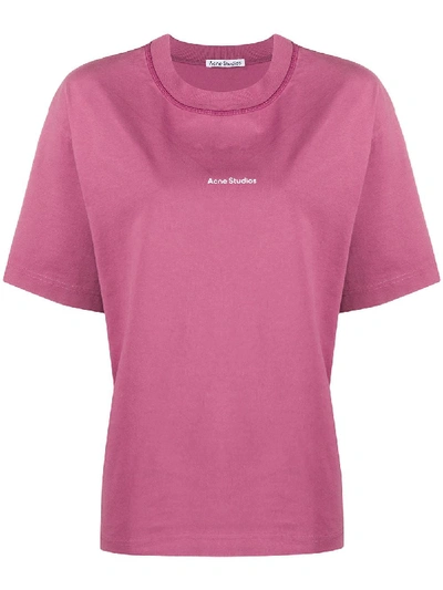 Shop Acne Studios Logo-print Cotton T-shirt In Pink