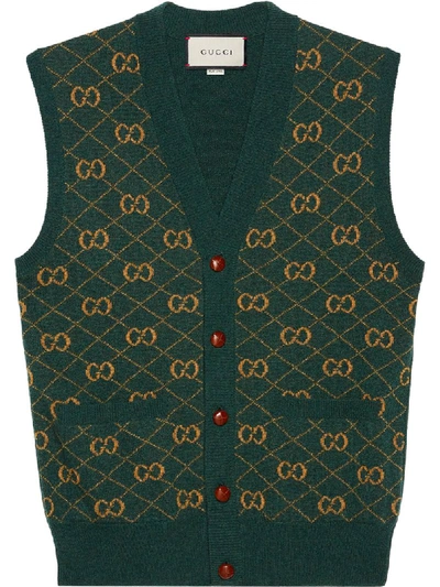 Pre-owned Gucci Gg Sweater Vest In Green