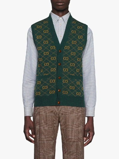 Pre-owned Gucci Gg Jumper Waistcoat In Green