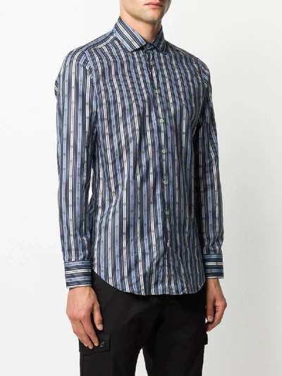 Shop Etro Striped Print Dress Shirt In Blue