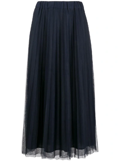 Shop P.a.r.o.s.h Parallel Pleated Maxi Skirt In Blue
