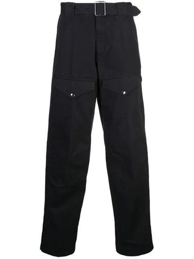 Shop Givenchy Belted Straight Leg Pants Black