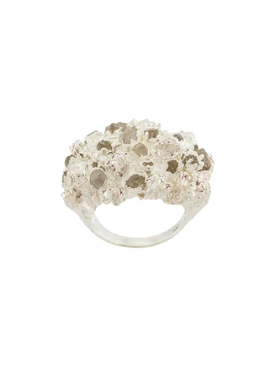 Shop Niza Huang Quartz-embellished Ring In Silver