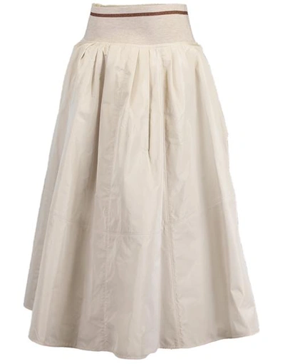 Shop Brunello Cucinelli Stone Taffeta And Jersey Striped Waistband Skirt