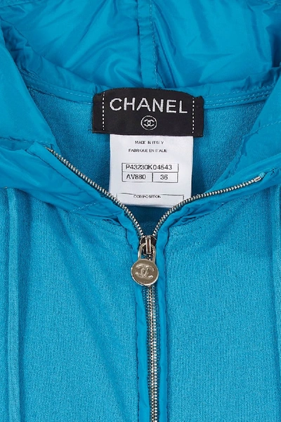 Pre-owned Chanel Turquoise Cotton & Nylon Hooded Waistcoat