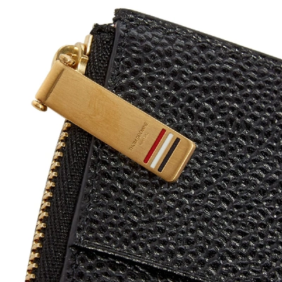 Shop Thom Browne Half Zip Grosgrain Wallet In Black