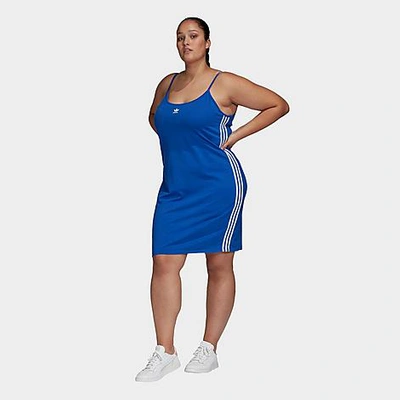 Shop Adidas Originals Adidas Women's Originals 3-stripes Spaghetti Strap Dress (plus Size) In Blue