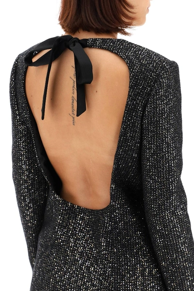 Shop Saint Laurent Sequined Tweed Mini Dress In Black