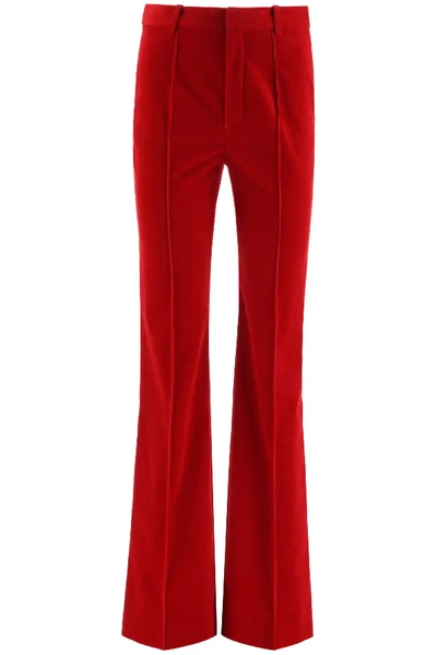 Shop Saint Laurent Corduroy Trousers In Red